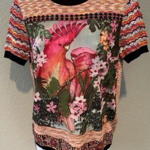 Short Sleeve Mixed Fabric Top